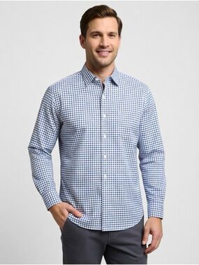 Peter Millar Shirt Mens 2XL Long Sleeve Button Up Lightweight Plaid Casual